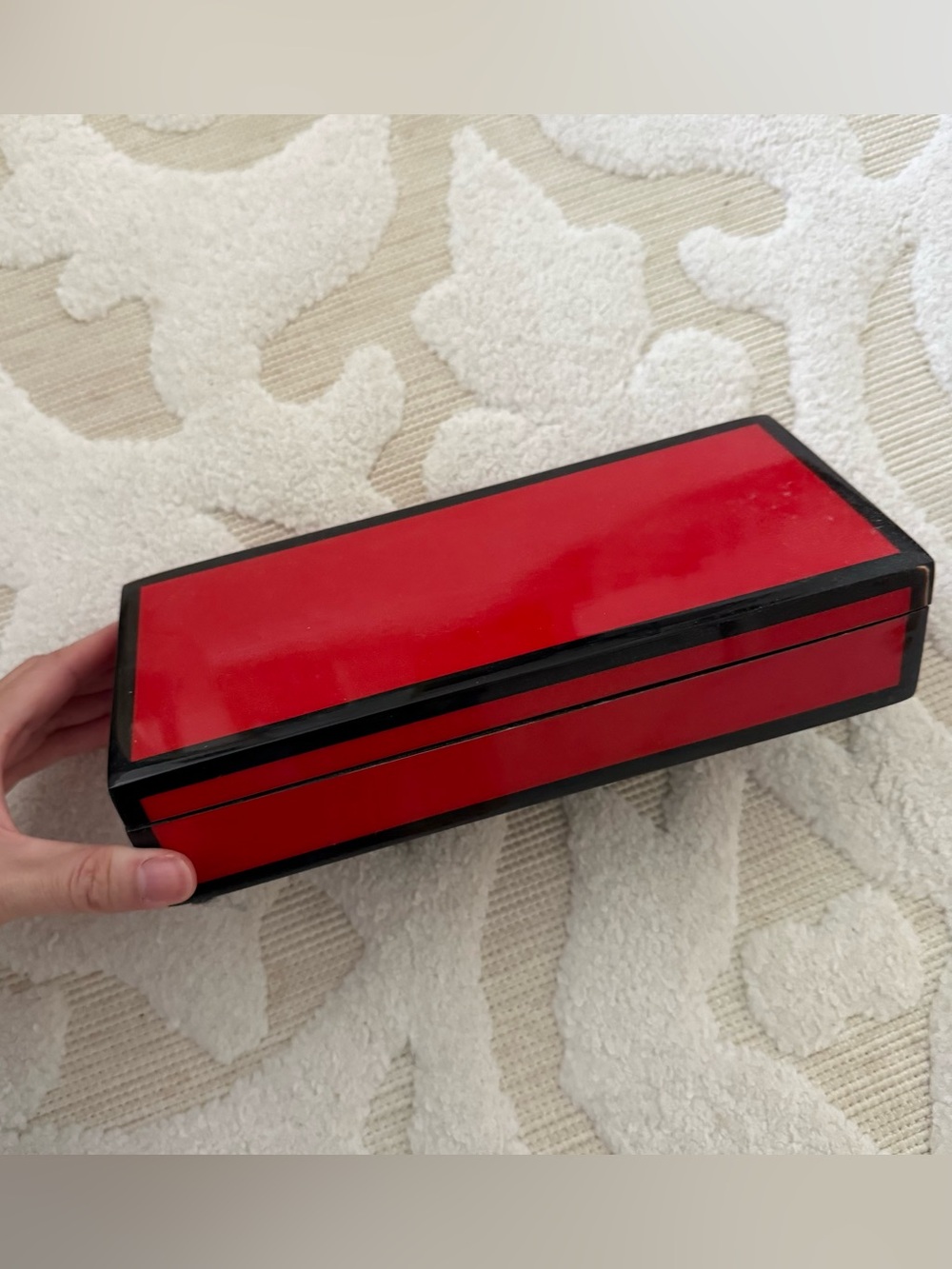 Red and Black Lacquer Decorative Jewelry Storage Box NEW